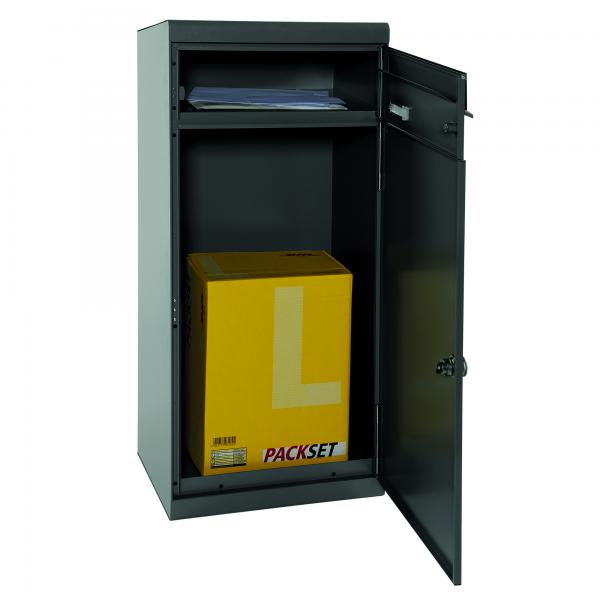 Paketbriefkasten Mefa Cedar 881 Basaltgrau RAL 7012 mit Namensschild